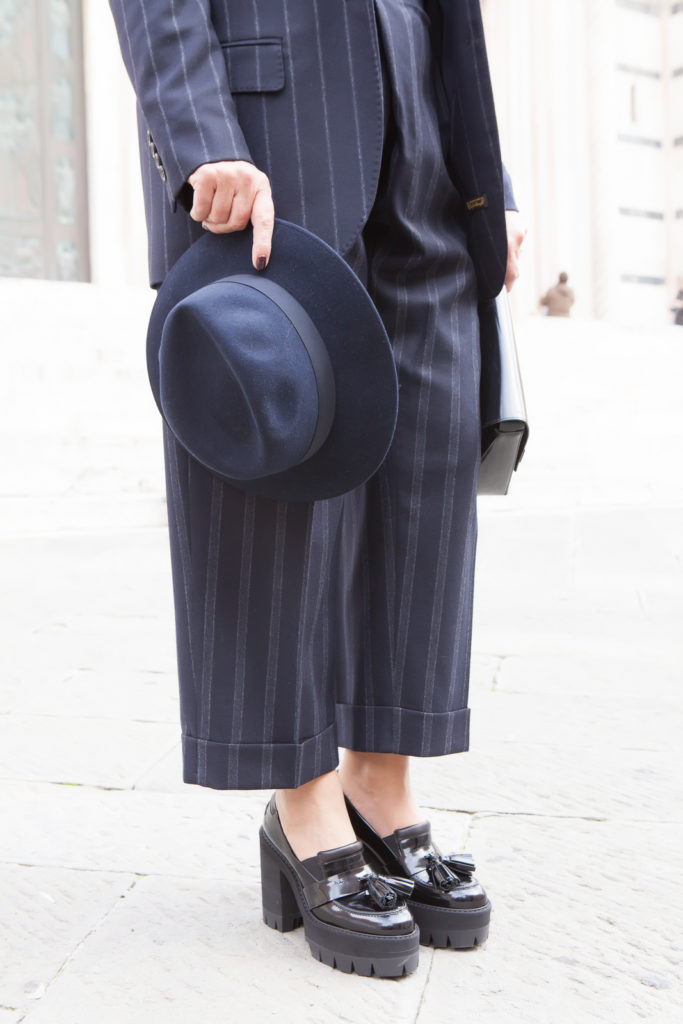 the pinstriped pantsuit