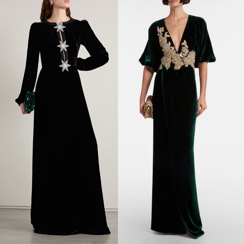 L'abito di velluto, la scelta elegante per ogni occasione 5 abito di velluto con decori gioiello
