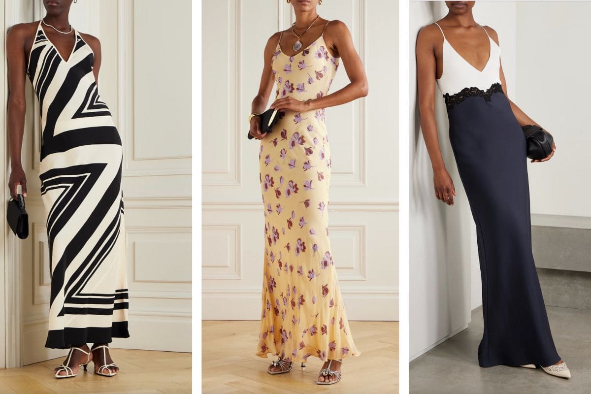 Come indossare un abito sottoveste: consigli di stile 5 abito sottoveste lungo stampa bianco e nera, colore giallo con fiori