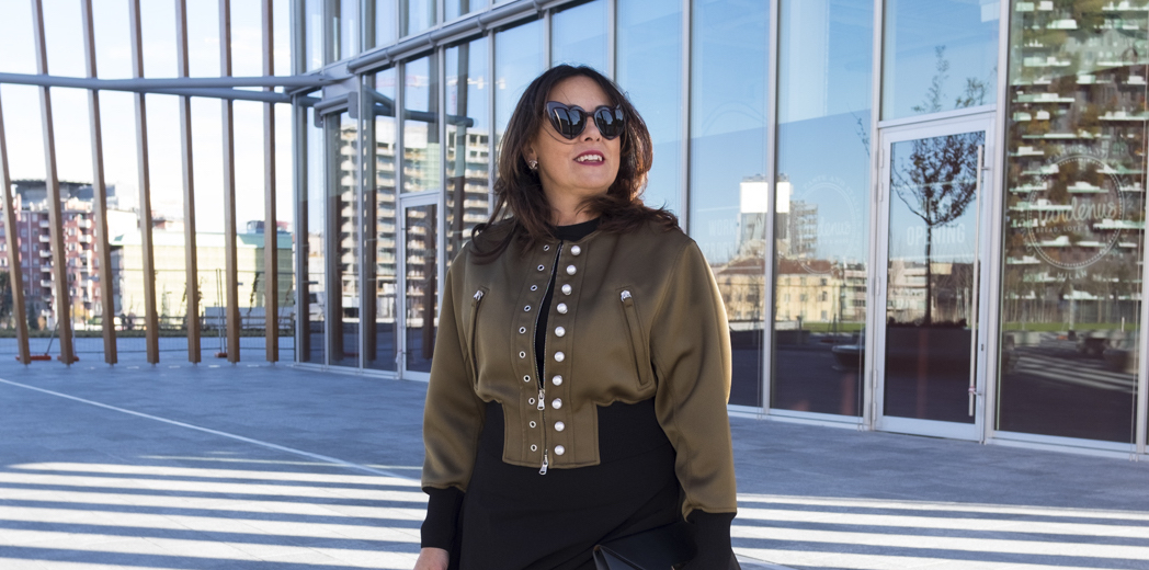 Bomber in lino - A maniche lunghe - Lunghezza normale - Beige chiaro