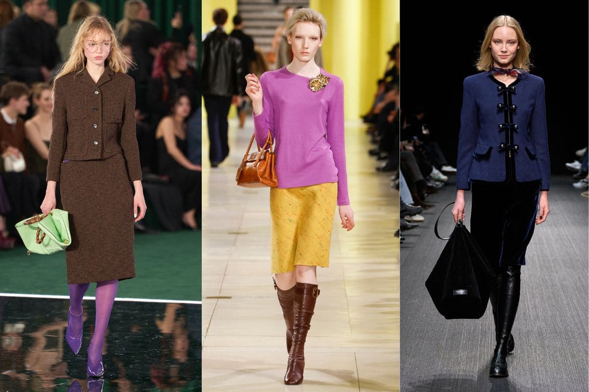 Pencil skirt: la gonna a tubino che non può mancare nel guardaroba 4 pencil skirt autunno 2025 dalle sfilate Gucci MiuMiu Emporio Armani