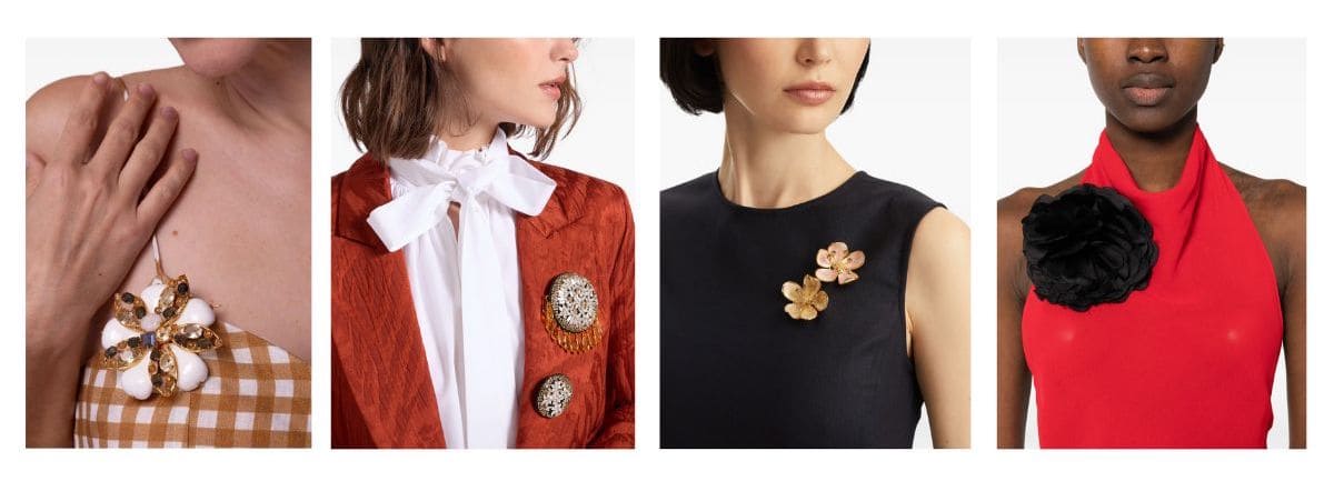 Spilla gioiello: come indossarla e dove trovare le più belle, dal vintage al contemporaneo 1 Come indossare la spilla gioiello: esempi di abbinamenti eleganti e originali su abiti, giacche e top.